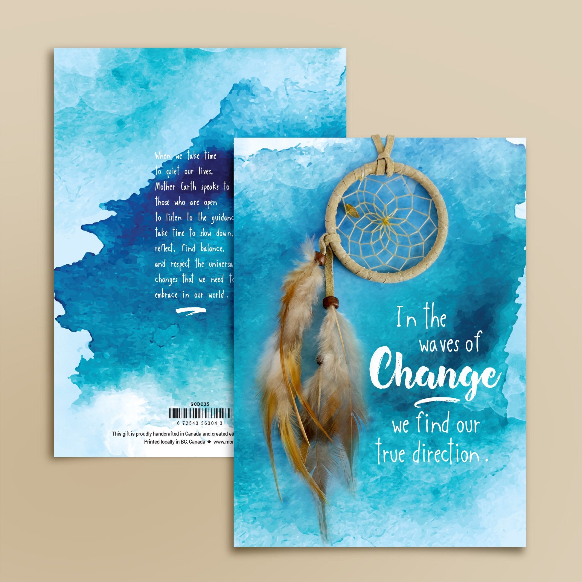 in the waves of change we find true direction dreamcatcher greeting card