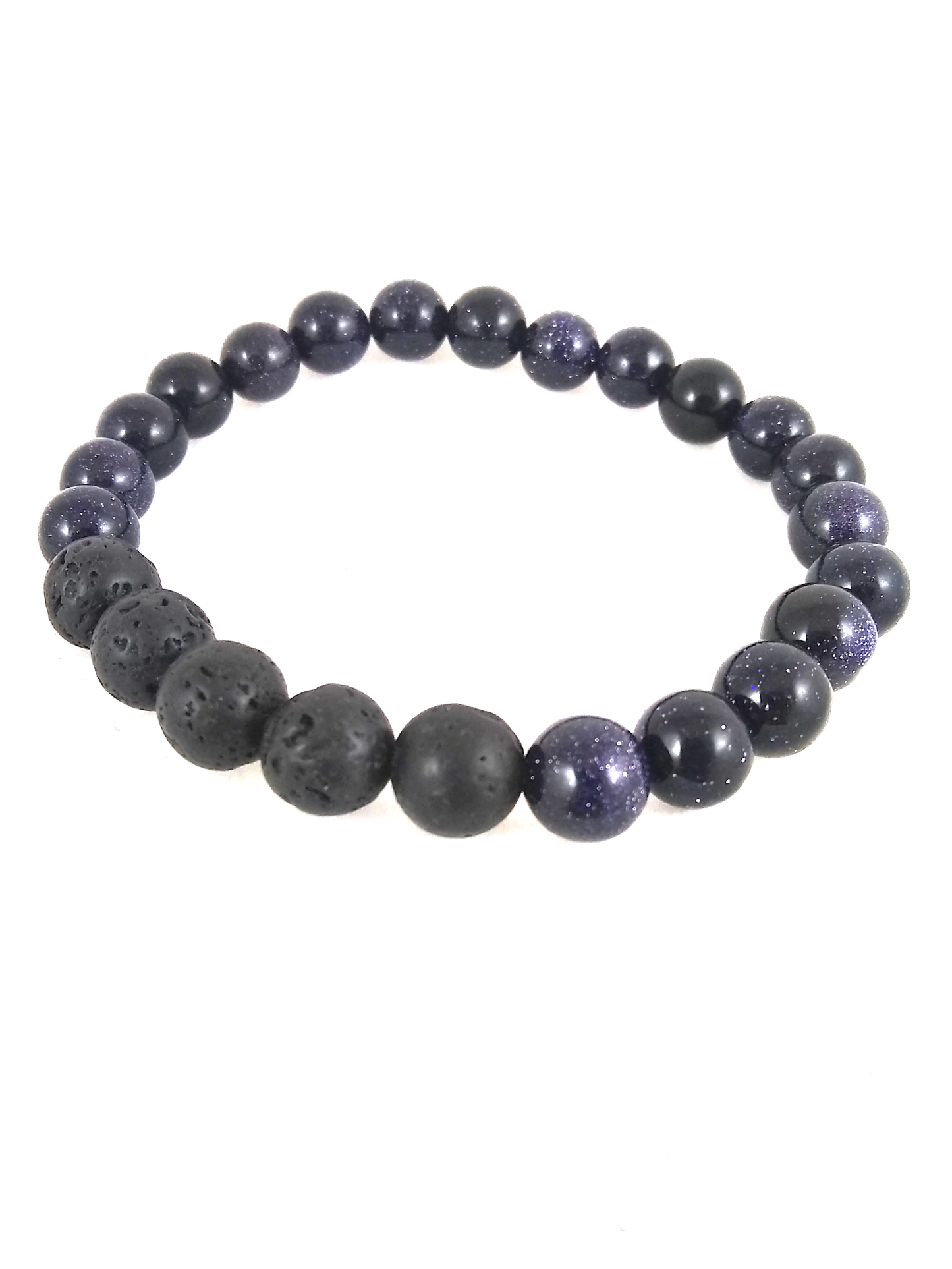 blue goldstone and lava bracelet