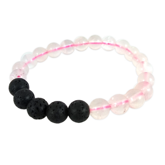 rose quartz and lava bracelet