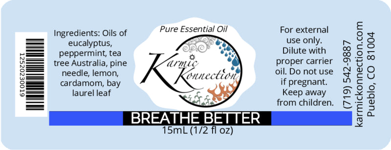100% Pure essential oil blend. breathe better for lung capacity and congestion. 1/2 oz