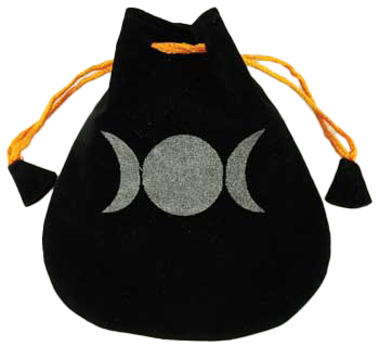 Triple Moon velveteen drawstring bag