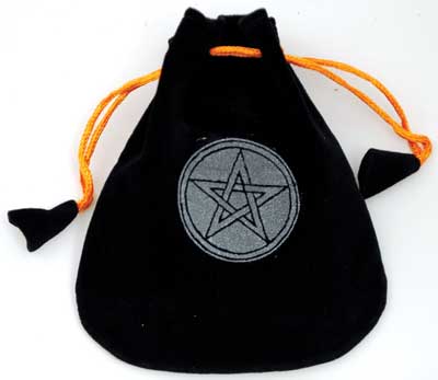 Pentagram drawstring velveteen bag