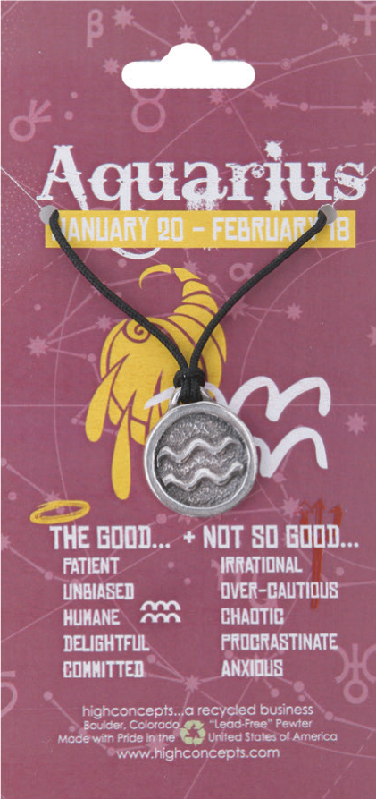 Zodiac Aquarius Pewter Charm