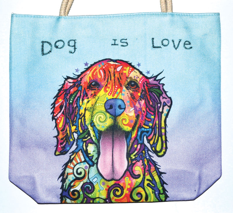 dog jute tote bag