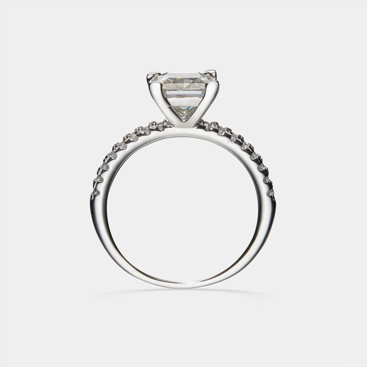 Ring - Princess Cut Moissanite Pave Sterling Silver