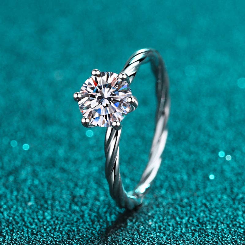 Ring - Solitaire Moissanite Sterling Silver
