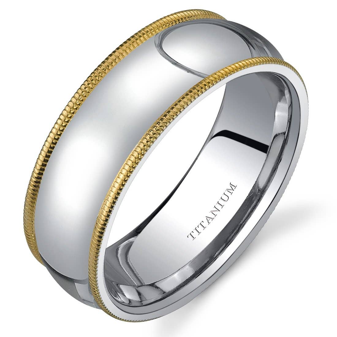 two-toned titanium ring milgrain style
