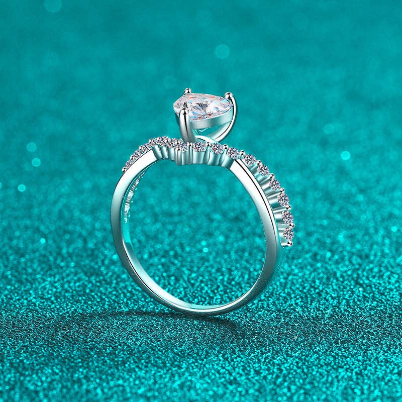 Ring - Heart Moissanite Pave Sterling Silver
