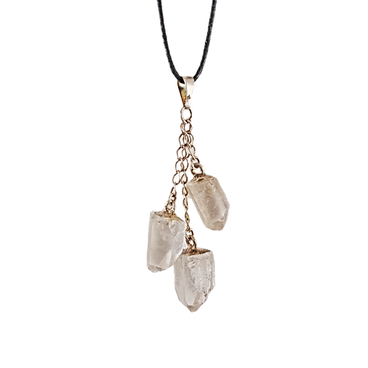 3-dangle clear quartz necklace