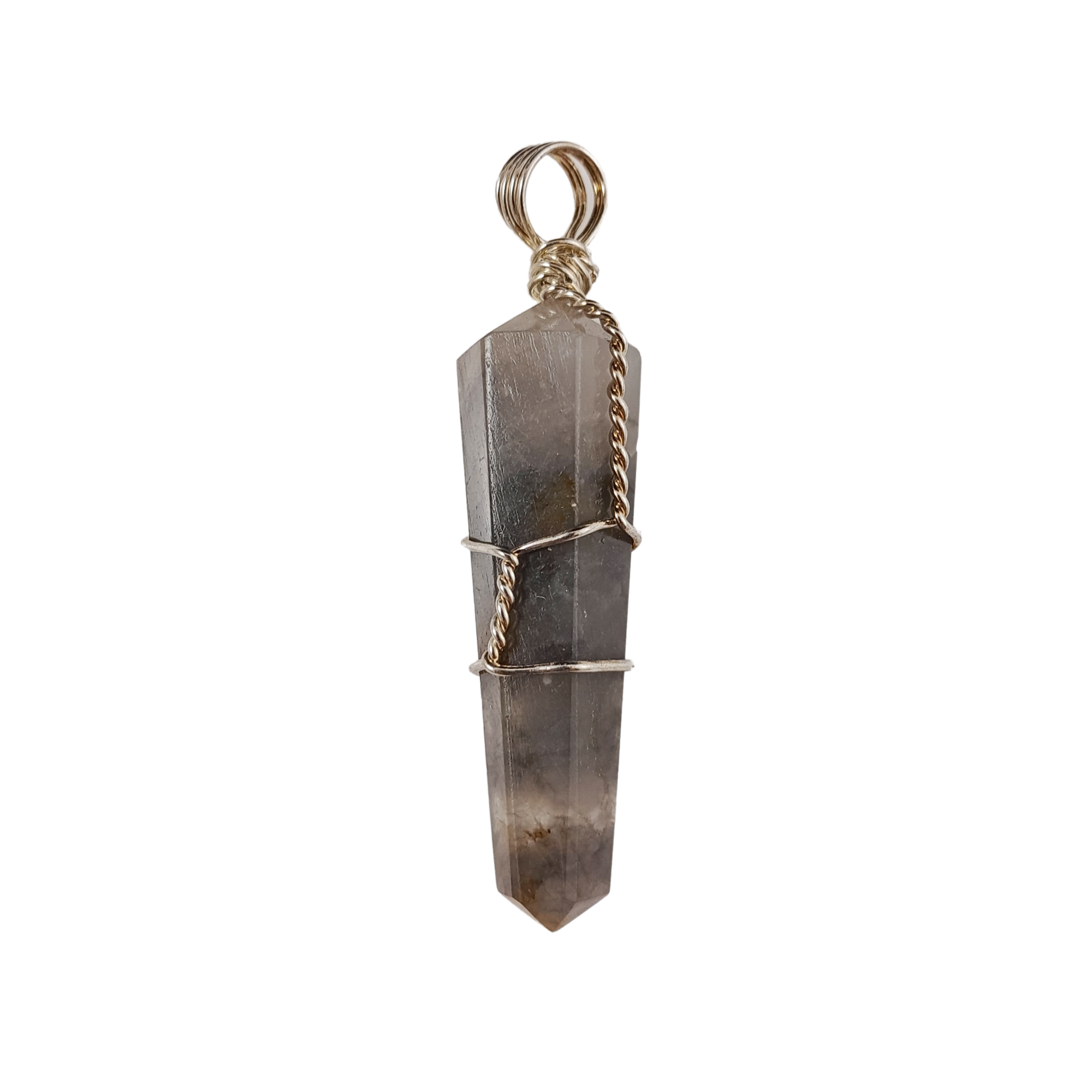 smoky quartz wire-wrapped pendant