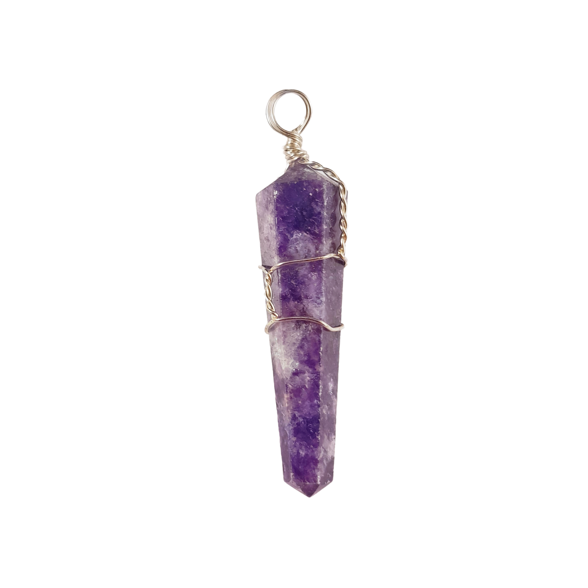 lepidolite wire wrapped pendant