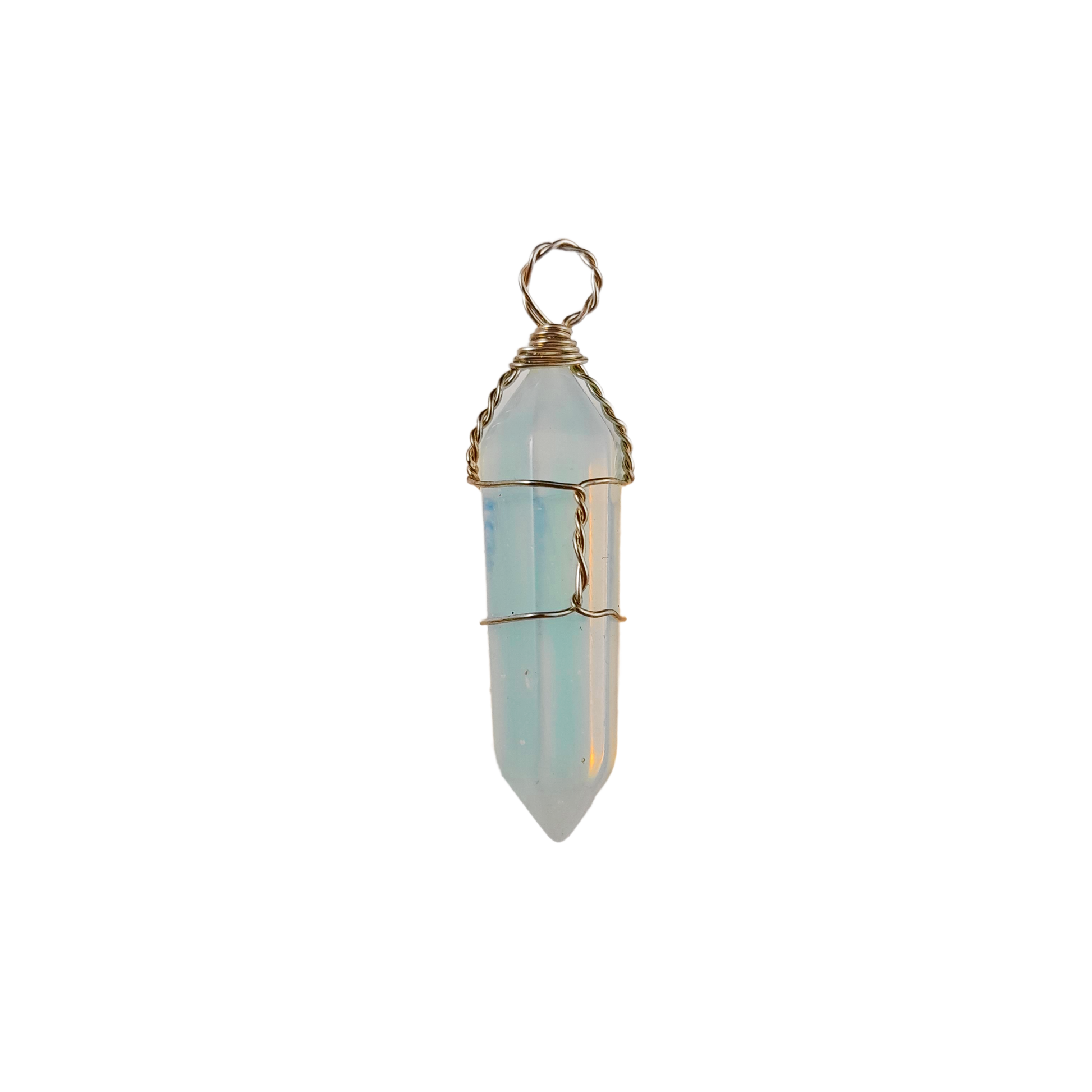 opalite wire-wrapped pendant