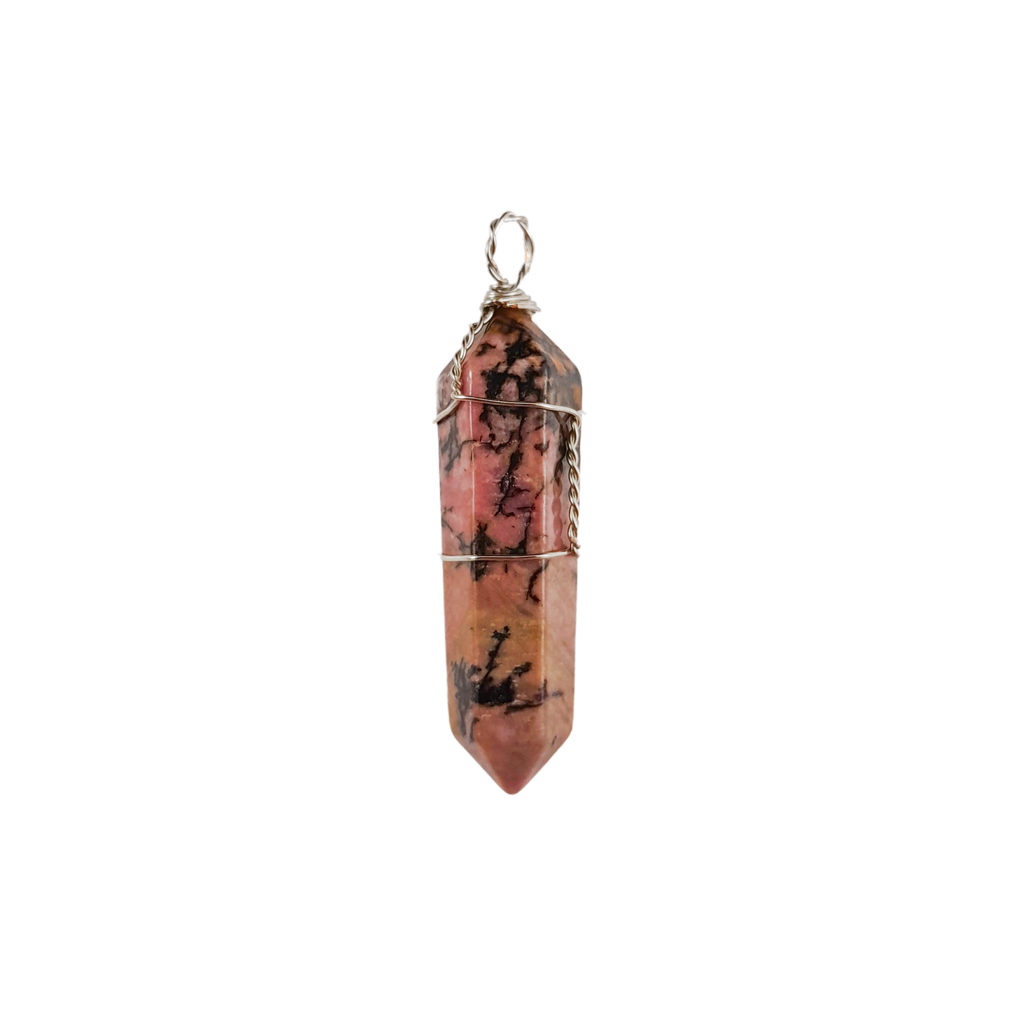 rhodonite wire wrapped pendant