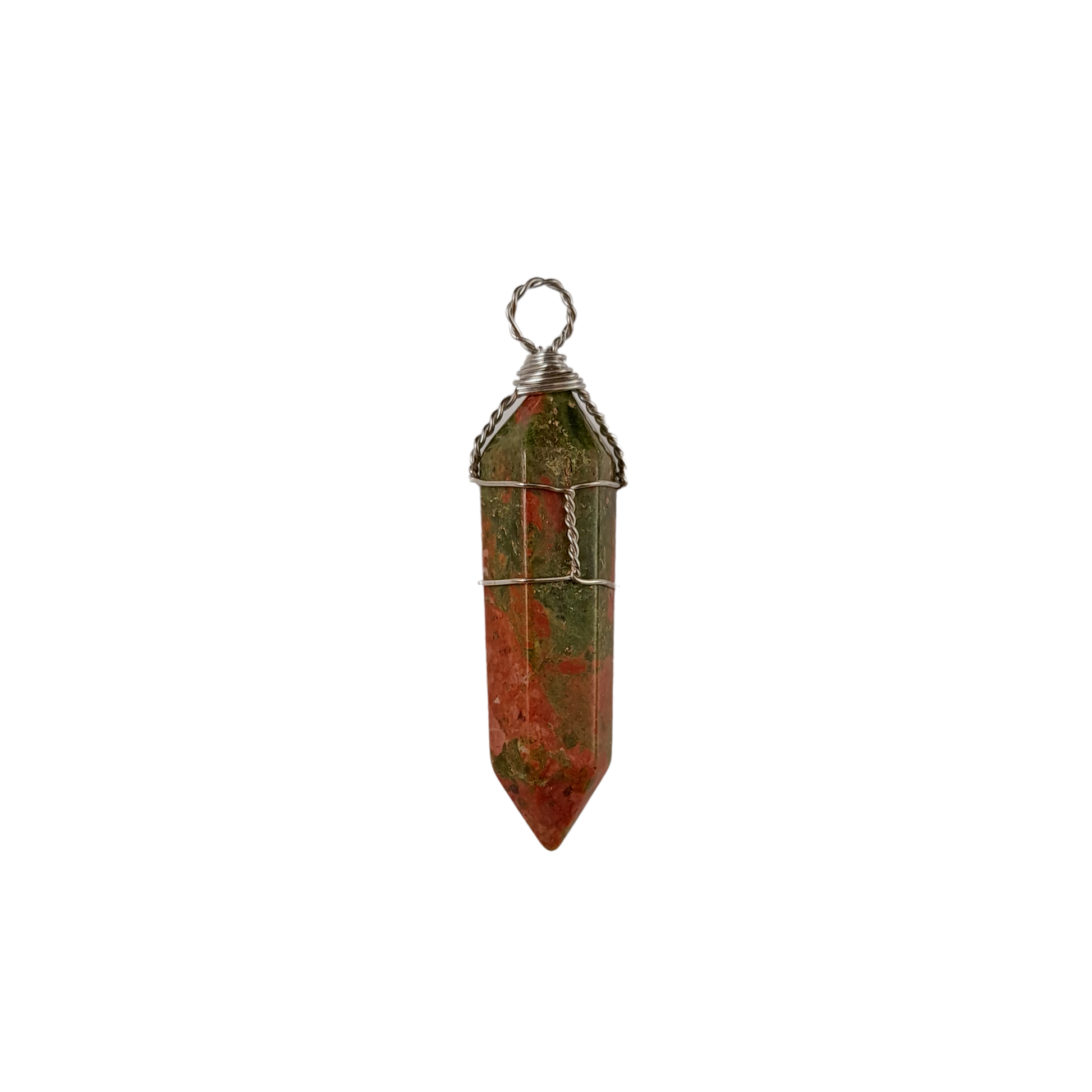 unakite wire wrapped pendant