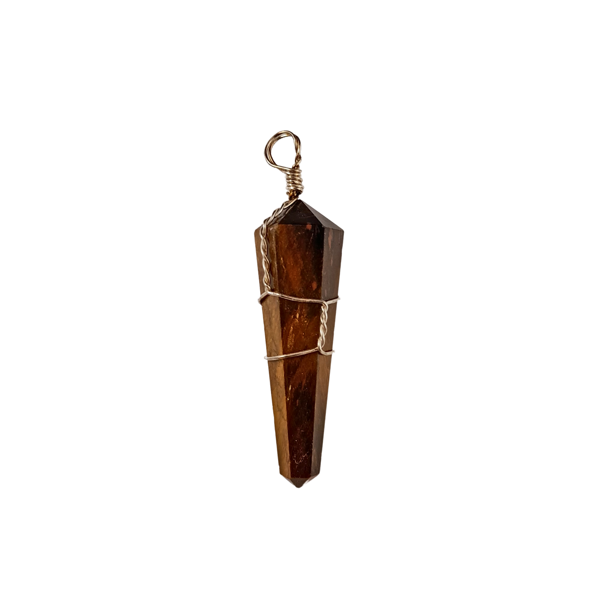 tiger eye wire wrapped pendant