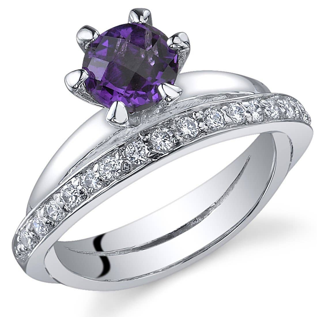 Ring - Amethyst Round Sterling Silver