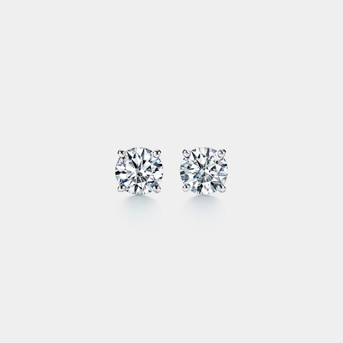 Earrings - Four-Prong Moissanite Stud Sterling Silver