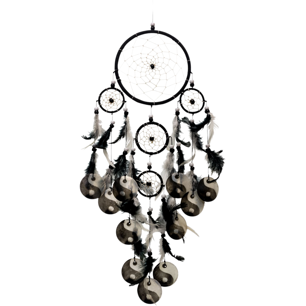 Black & White Dreamcatcher w/ Yin/Yang Shells