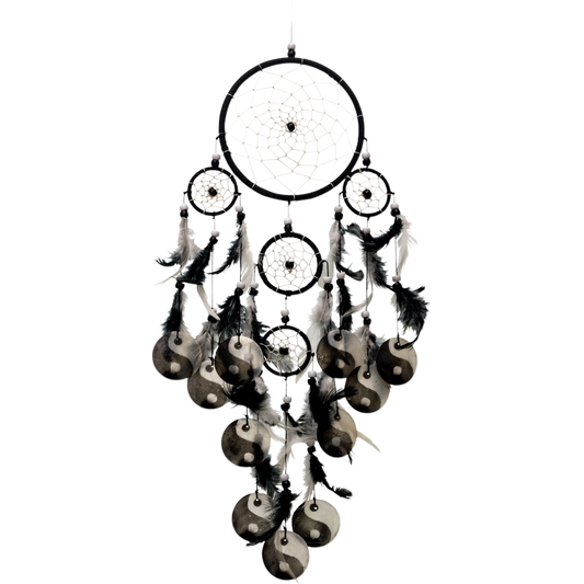 Black & White Dreamcatcher w/ Yin/Yang Shells
