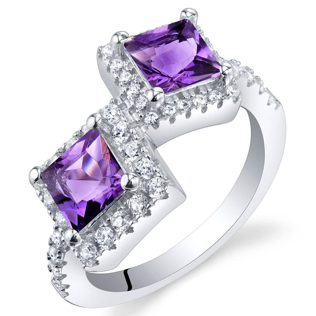Ring - Amethyst Princess Cut Sterling Silver
