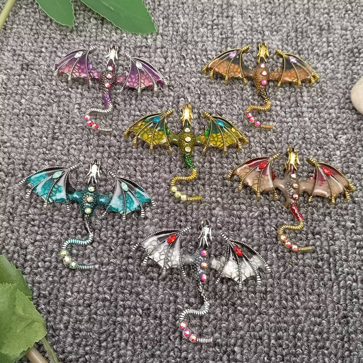 Rhinestone Enamel Dragon Brooch