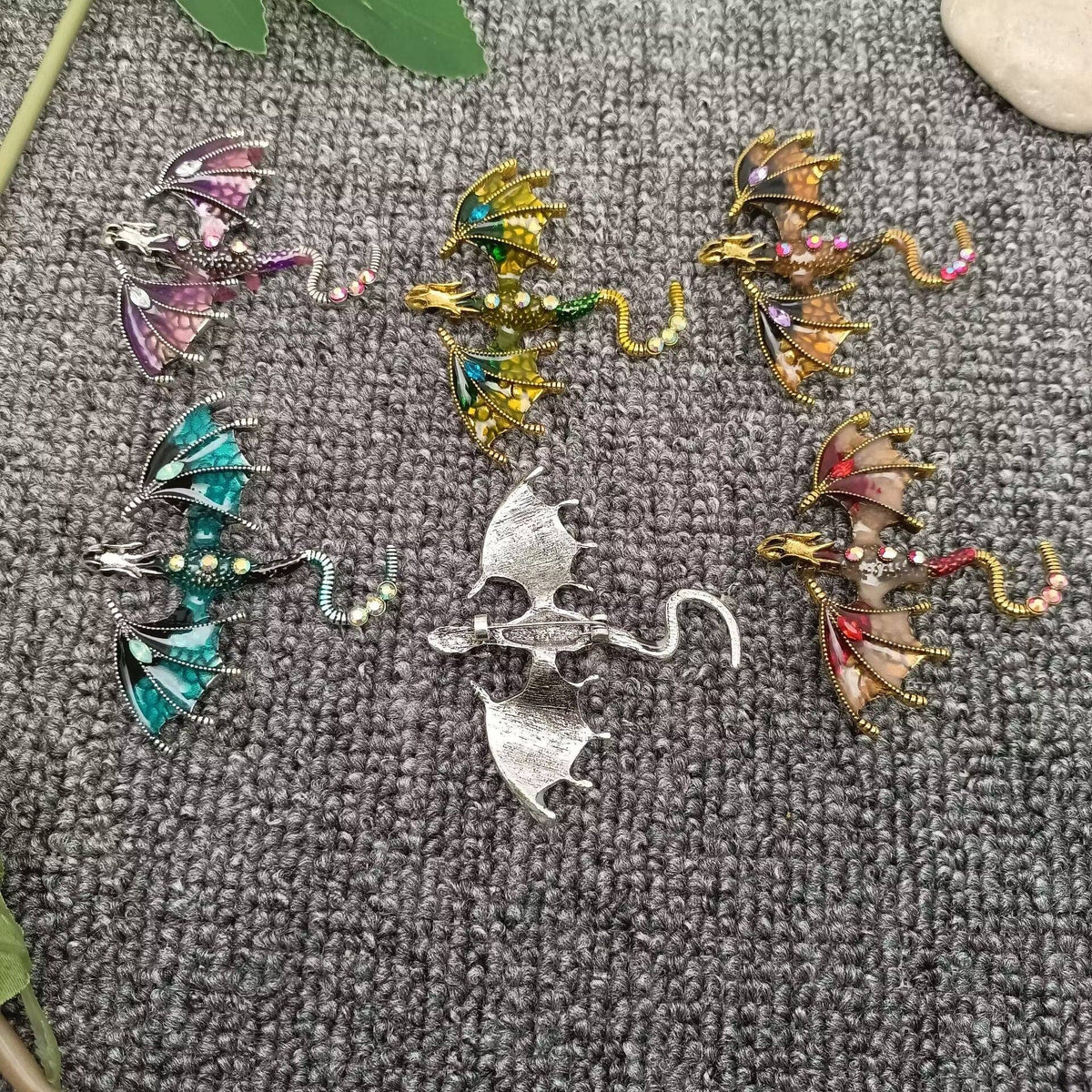 Rhinestone Enamel Dragon Brooch