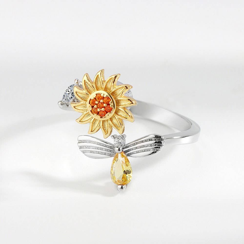 Ring - Sunflower Anxiety Fidget Spinner Sterling Silver