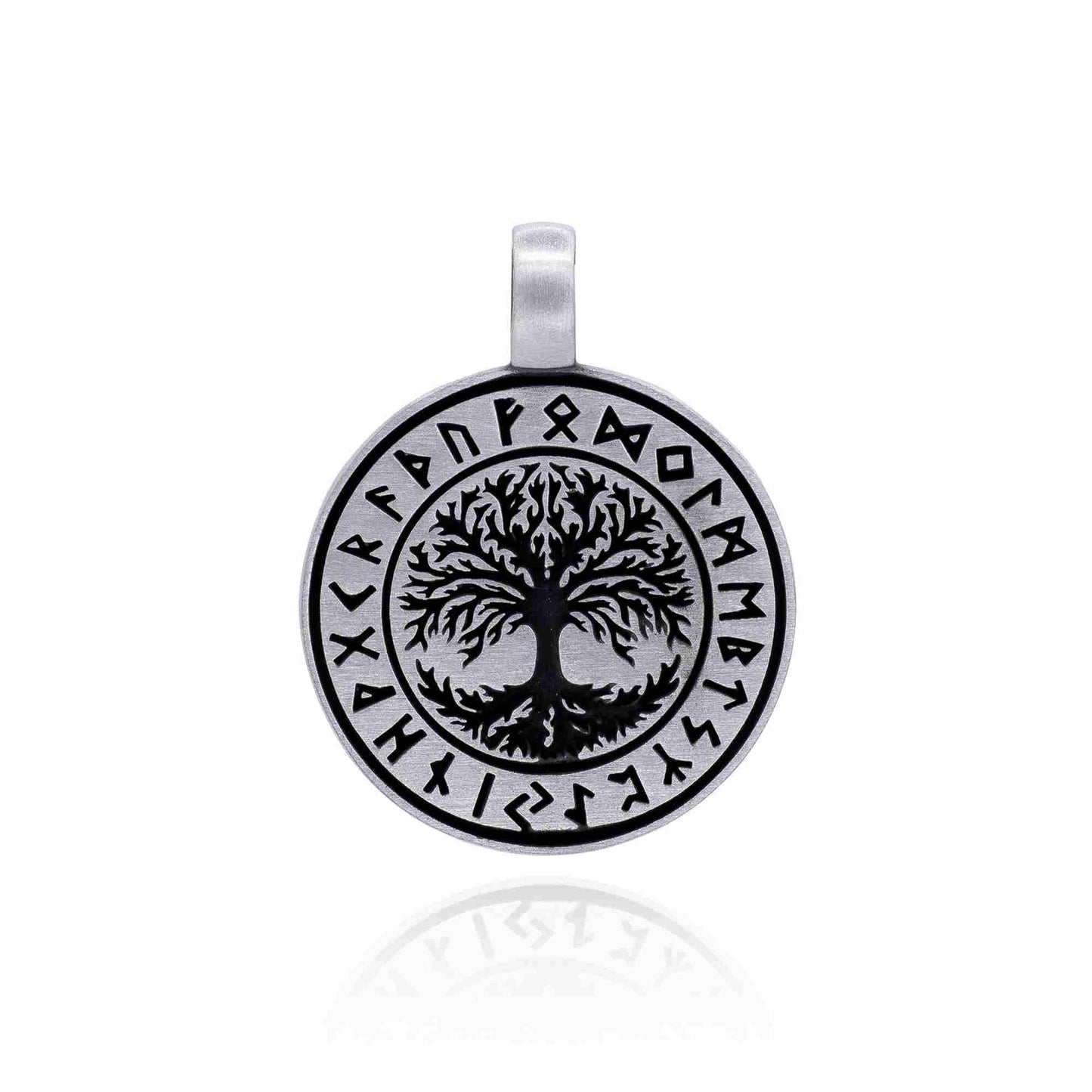 runic circle tree of life pewter necklace