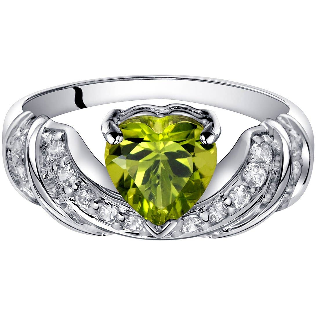 Ring - Peridot Sterling Silver Heart Shape