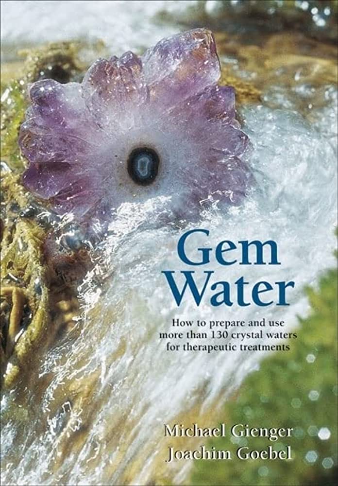 cover of gem water, amethyst crystal and running water