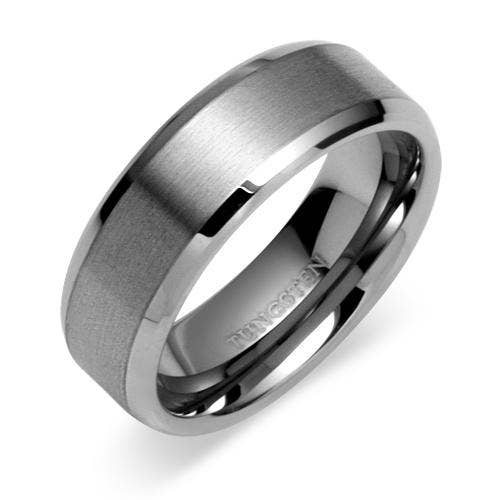 tungsten ring with beveled center
