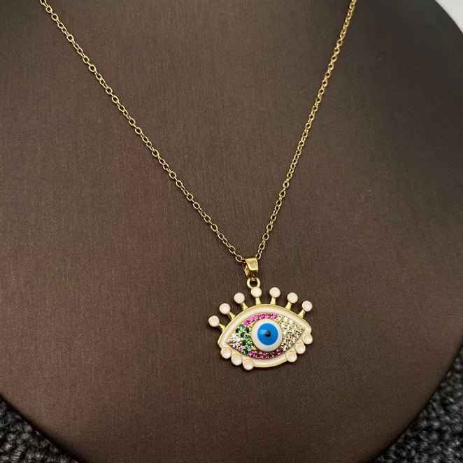 Necklace - Evil Eye Gold Plated w/ Rhinestones