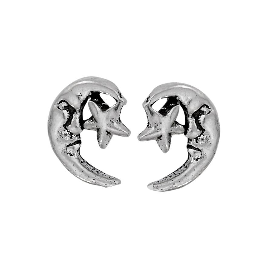 Earrings - Moon & Star Sterling Silver