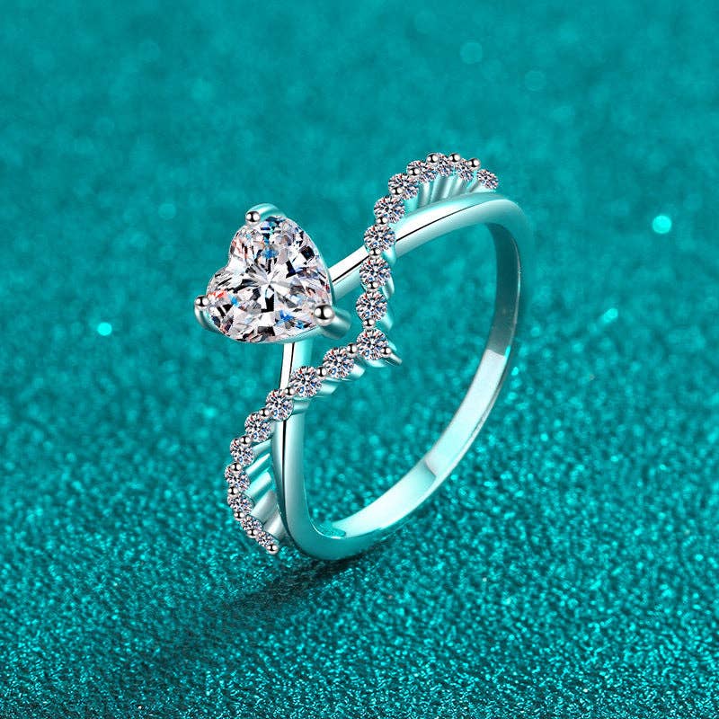 Ring - Heart Moissanite Pave Sterling Silver