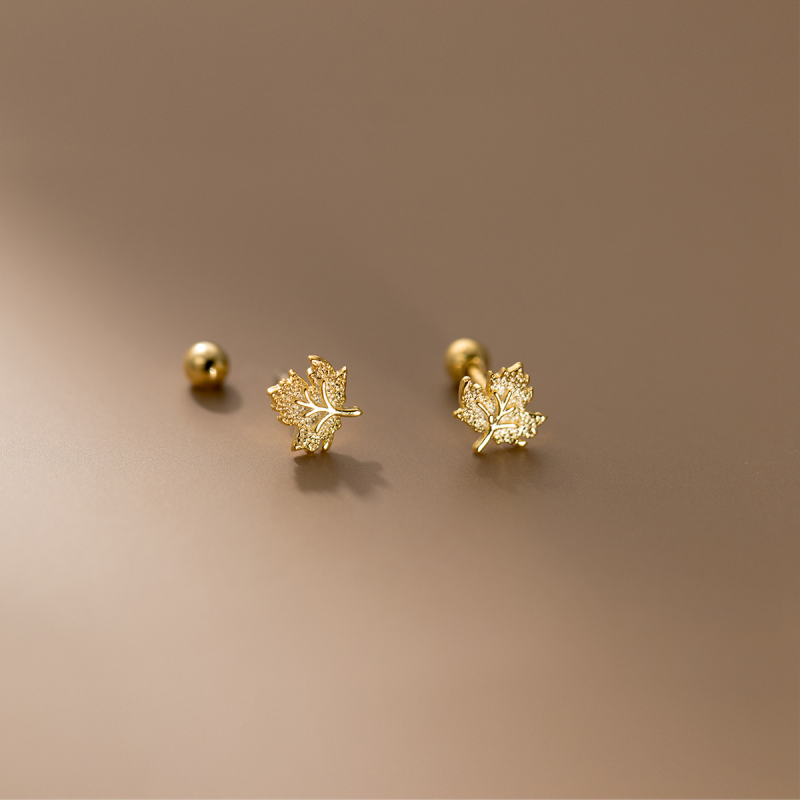 Earrings - Maple Leaf Screw Back Studs Sterling Silver