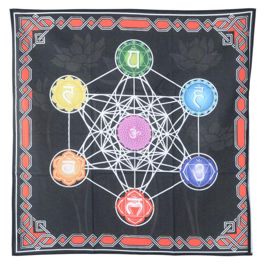Altar Cloth (36 x 36") - 7 Chakra Metatron's Cube