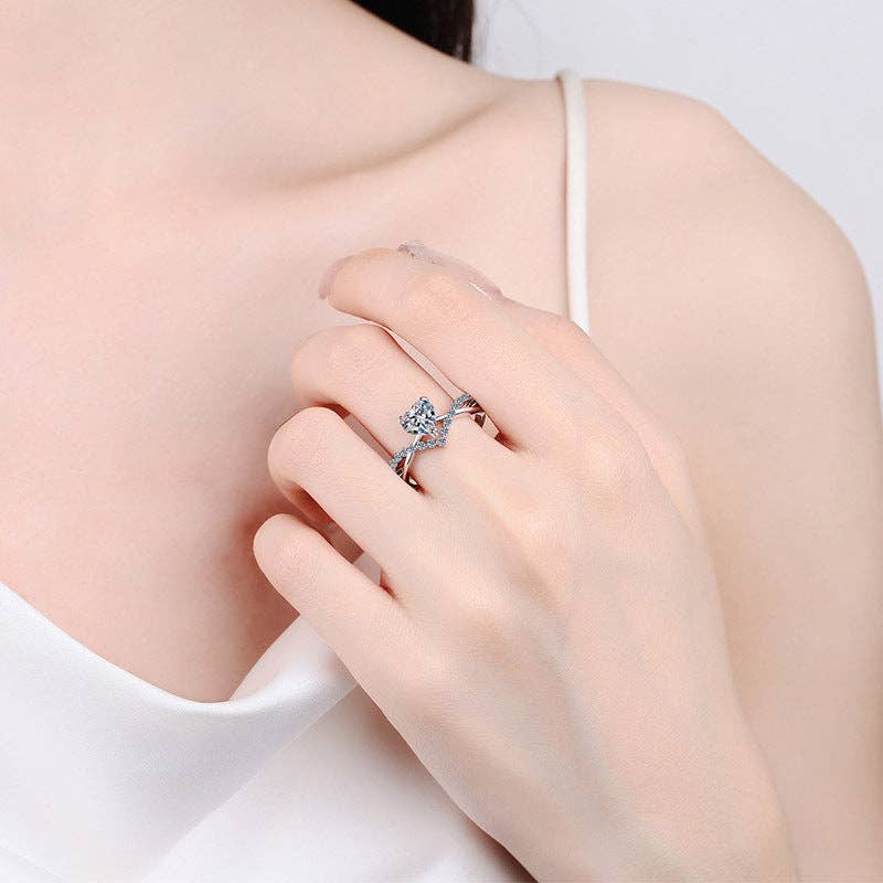 Ring - Heart Moissanite Pave Sterling Silver