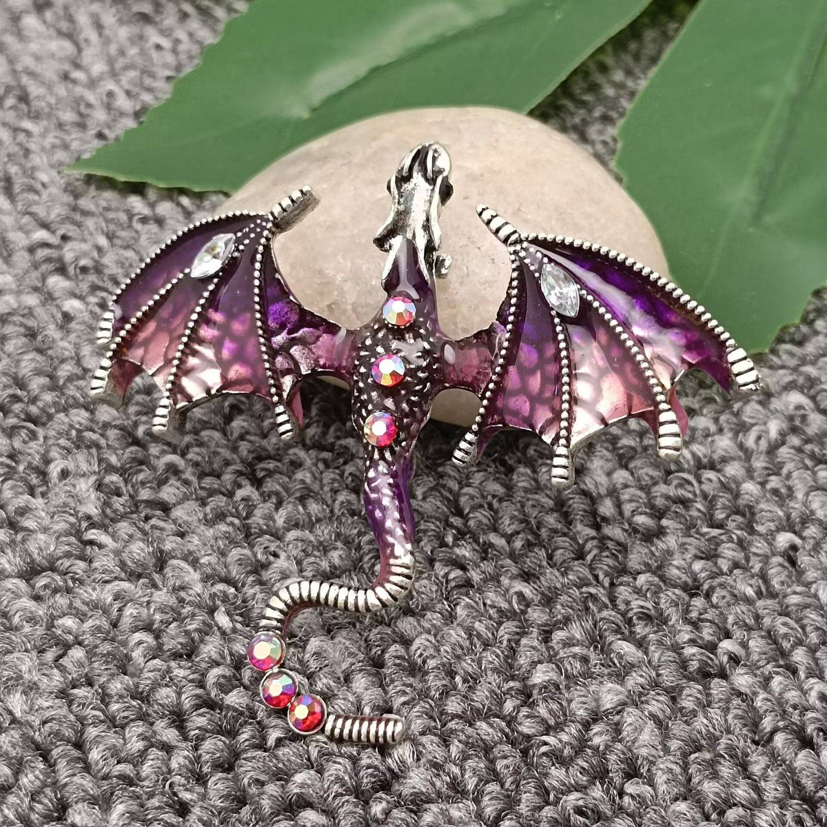 Rhinestone Enamel Dragon Brooch