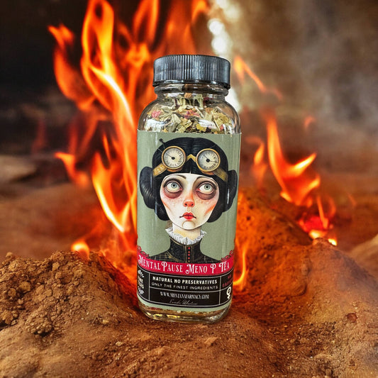 miss mental pause menopause tea in glass jar
