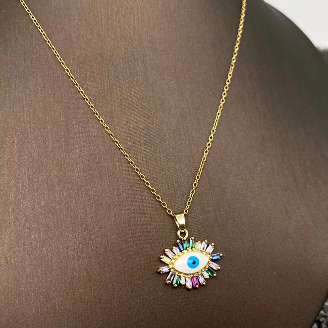 Necklace - Evil Eye Gold Plated w/ Rhinestones