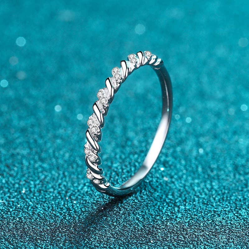 Ring - Twist Band Moissanite Sterling Silver