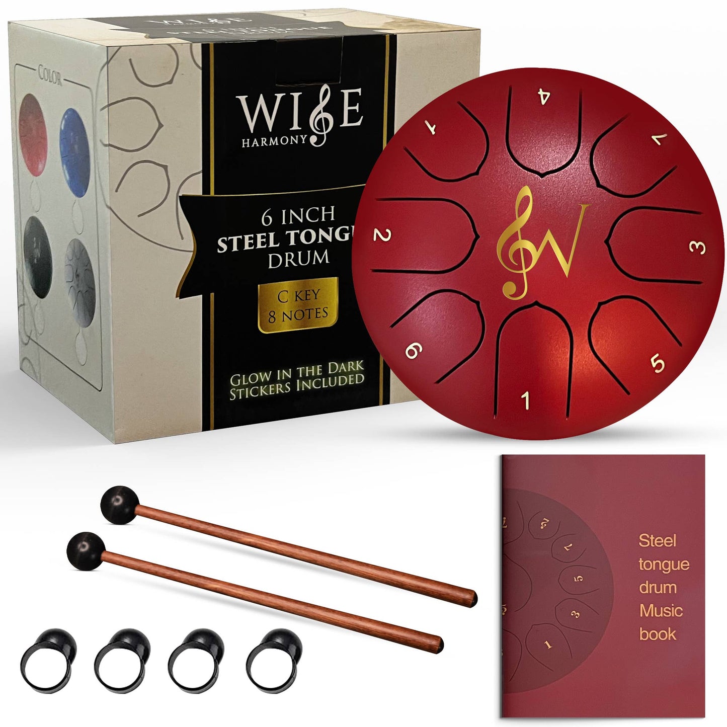Steel Tongue Drum - 6-Inch, 8-Note - Red