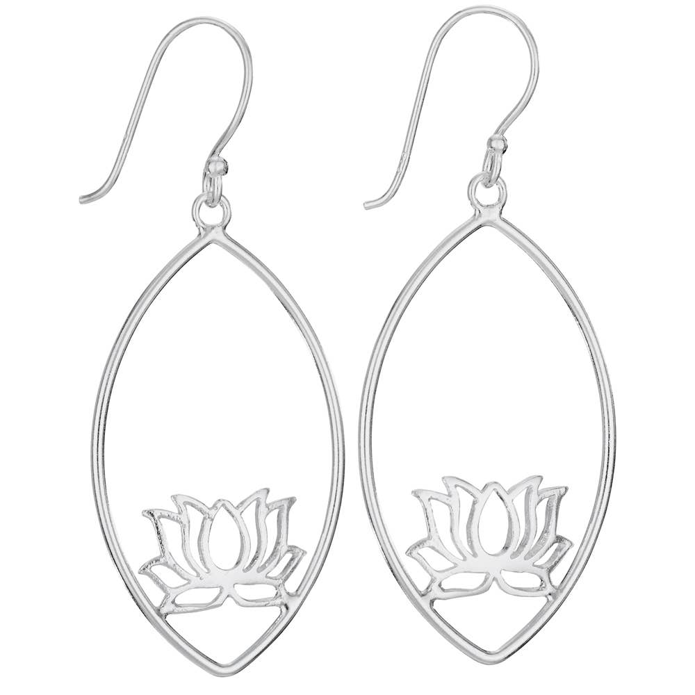 Earrings - Lotus Blossom Dangle Sterling Silver