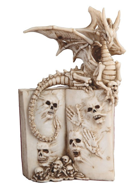 Dragon on Skull Book 8.75" Tall