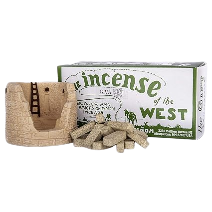 Incense burner and incense sticks with 'Incense of the West' packaging on a white background