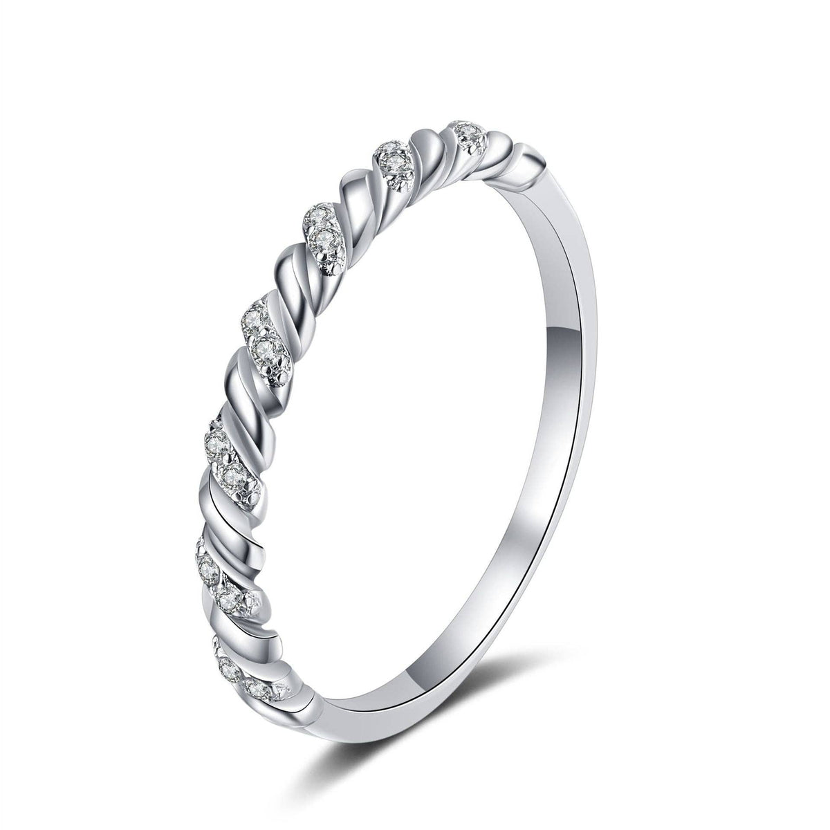Ring - Twist Band Moissanite Sterling Silver