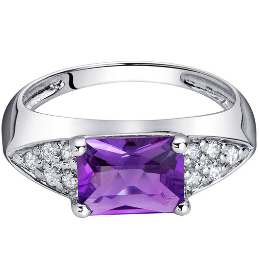 Ring - Amethyst Radiant Cut Sterling Silver