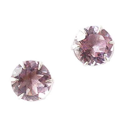 Earrings - Amethyst 7mm Faceted Round Sterling Silver