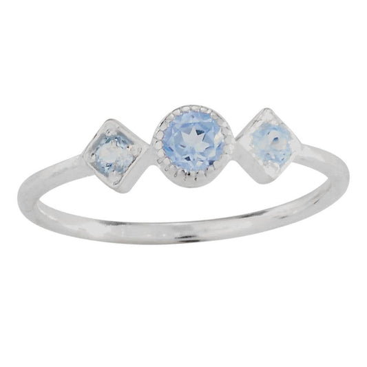 Ring - 3-stone Blue Topaz Sterling Silver