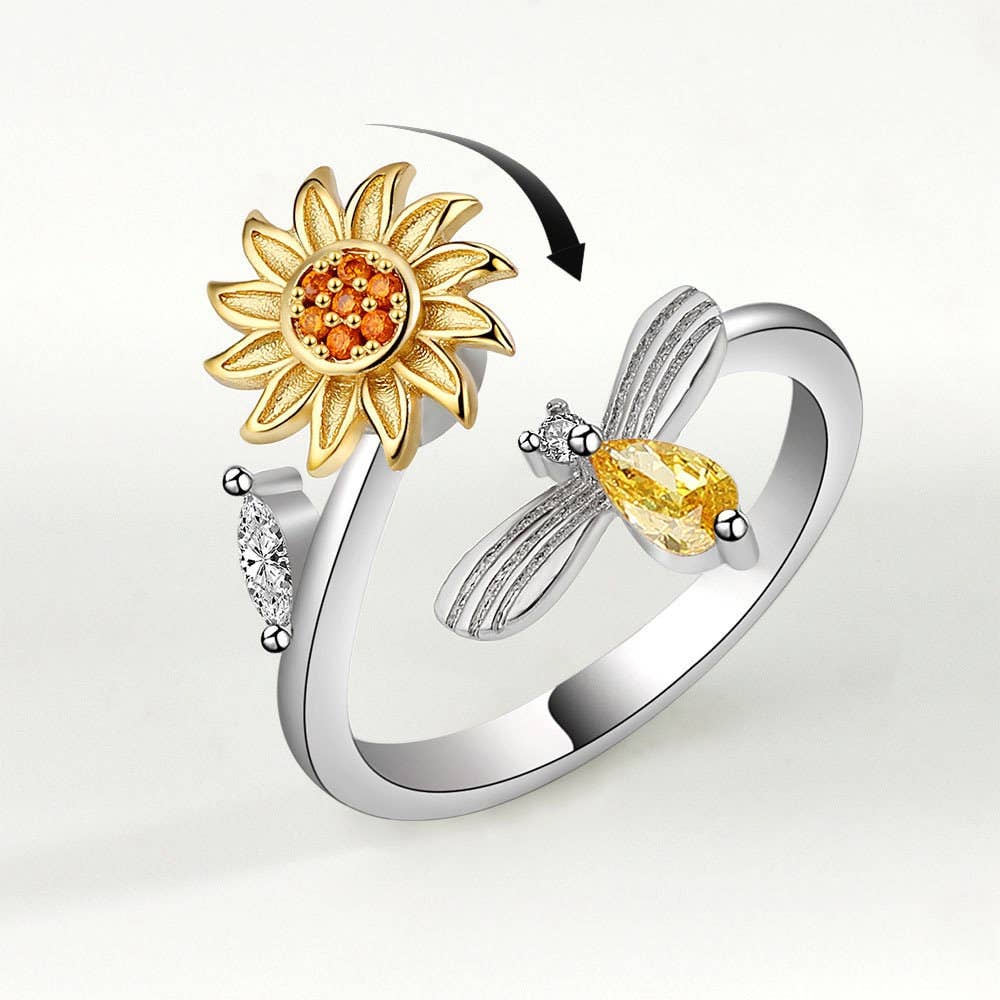 Ring - Sunflower Anxiety Fidget Spinner Sterling Silver